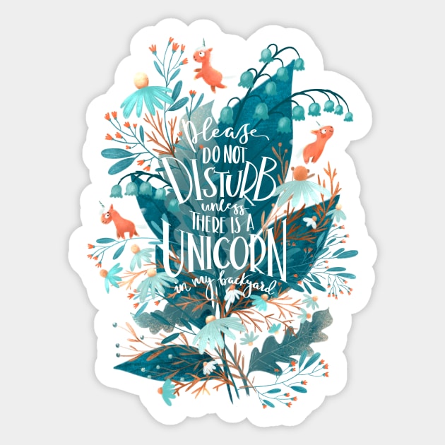 Unicorns in my backyard Sticker by Elena Amo